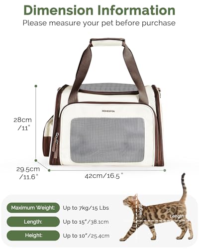 Homespon 34.5L Soft-Sided Cat Dog Carrier, Airline Approved Pet Bag - color: Brown