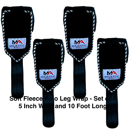 Majestic Ally Fleece Polo Leg Wraps for Horses, Black, Set of 4 - color: Black