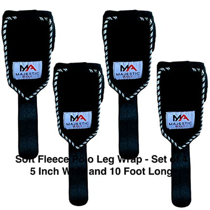 Majestic Ally Fleece Polo Leg Wraps for Horses, Black, Set of 4 - color: Black