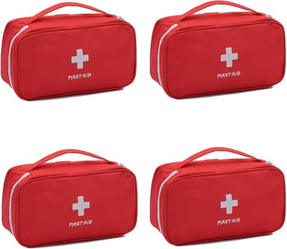 4Pcs Red Empty First Aid Bag Portable Medical Storage Bag