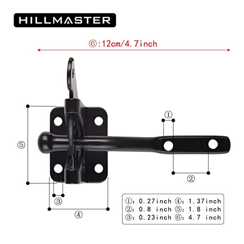 HILLMASTER Self Locking Gate Latch for Wooden Fence Heavy Duty,Gravity Lever Fence Door Latches with Steel Spring Cable Pull String Gate Hardware Gate Lock for Outdoor Secure Pool,Garden,Black Finish - size: 1 Pack