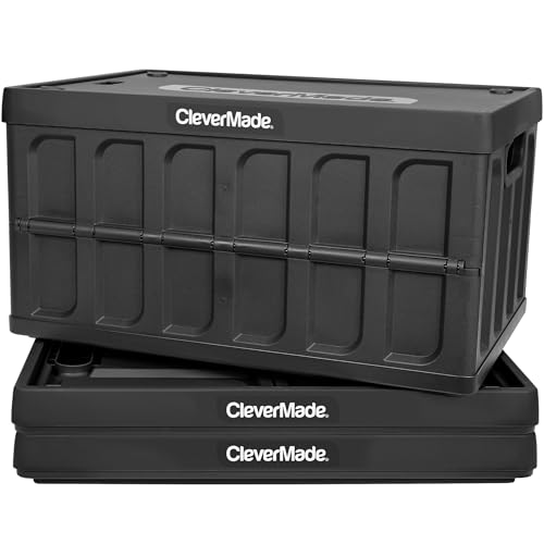 CleverMade Collapsible Storage Bins With Lids, 46L 3 Pack, 75 lb, Obsidian - color: Obsidian, size: 46L - 3 Pack