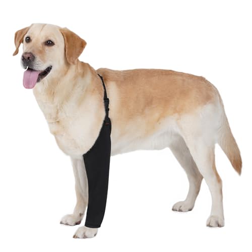 BARKLESS Dog Leg Sleeve for Front Single Leg After Surgery to Stop Licking - size: M(Leg Height 9.5-11.5")