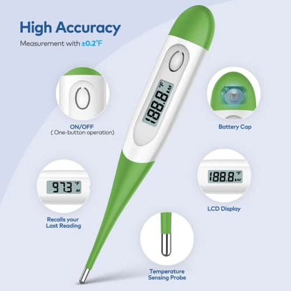 Boncare Rectal Thermometer for Baby 2 Packs (Light Blue+Green) - color: Light Blue+Green