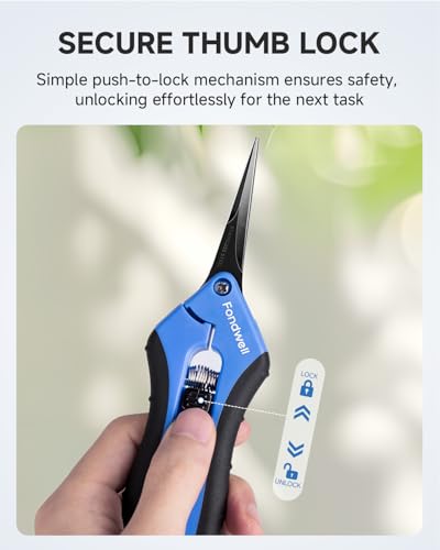 Fondwell 6.5" Precision Pruning Shears for Gardening Bud Trimming Scissors | 1-Pack Garden Snips, Ultra-Sharp Non-Stick Straight Blades, Fatigue-Free - Best for Delicate Cutting Flower Stems Herbs Buds - color: Black (Straight Blades)
