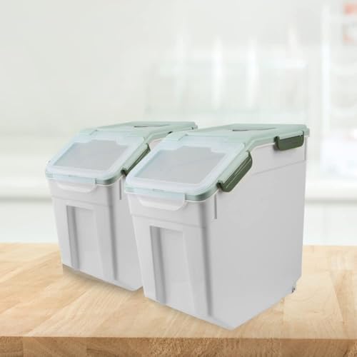 Saim 4Pack 25lbs Flour & Rice Storage Container Bin,Rice Dispenser (Green) - color: 4Pack 25lbs Green