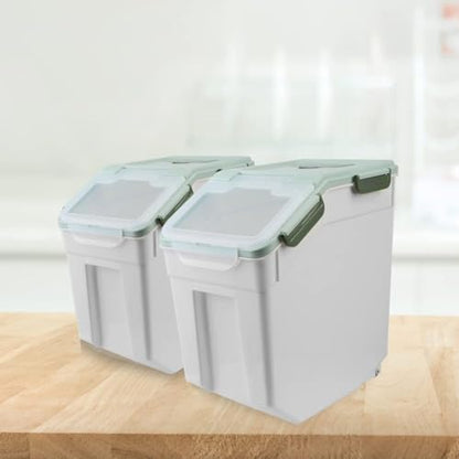 Saim 4Pack 25lbs Flour & Rice Storage Container Bin,Rice Dispenser (Green) - color: 4Pack 25lbs Green