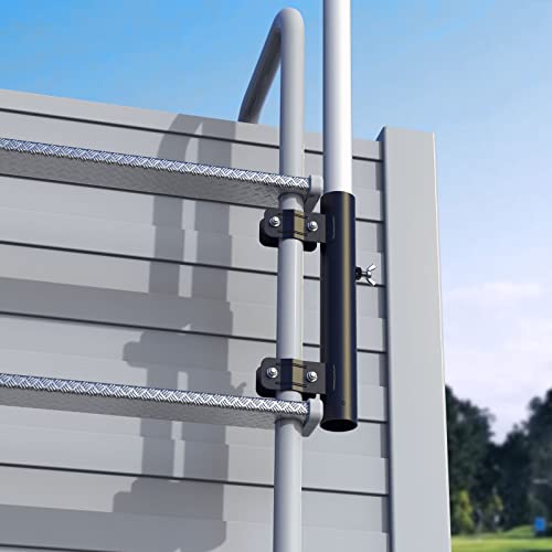 Heavy Duty RV Ladder Mount Flagpole Holder Black | Fits 1 Inch RV Ladders, Sturdy Flag Mount Bracket for RV Use - color: Black
