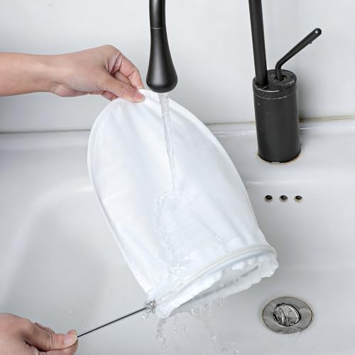 3Pcs Ultra Fine Mesh Reusable Strainer Bags with Stainless Steel Handle, Cheese Cloth Bag for Nut Milk, Juice Strainer, Fresh Cheese, Yogurt, 4.95"Wx9.6"D