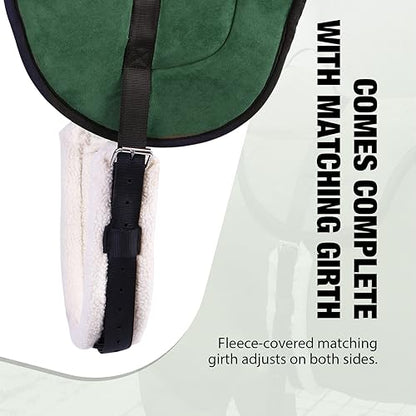 Harrison Howard Equestrian Saddle Pad Horse Riding Pad Bareback Pad with Girth - color: Forest Green