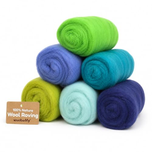 Woolbuddy Wool Roving Kit for Needle Felting (Spring) 6 Colors Natural Wool - color: Wool Bag Spring