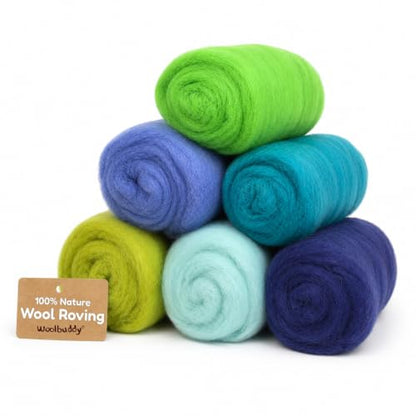 Woolbuddy Wool Roving Kit for Needle Felting (Spring) 6 Colors Natural Wool - color: Wool Bag Spring