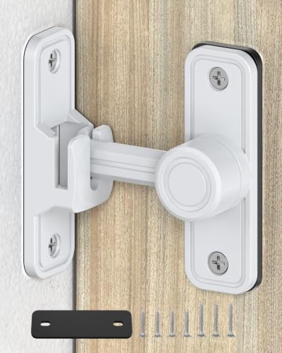 Heavy Duty Barn Door Lock, 90/180 Degree Latch, White, 1 Pack | Thickened Zinc Alloy, Anti-Corrosion Coating, 3mm Spacer, Left Or Right Installation, For Sliding Doors, Shed And Bathroom - color: White-1PC
