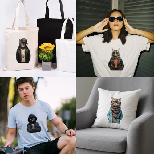 arricraft 9 Sheets Anthropomorphic Cat Iron on Stickers, Street Hip-Hop Cat Pattern Print Transfer Stickers Decals for DIY T-Shirt Jeans Backpacks Families Clothing Hat Decoration Applique - style: Street Hip-Hop Cat Theme