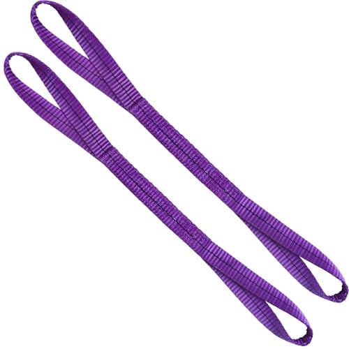 Lift Sling Straps,1" x 2' 2-Ply Heavy Duty Flat Eye Lift Slings 2P | Polyester Lifting Strap Nylon Tree Saver Recovery Strap Web Sling Rigging Moving Tow Hoist Gear Straps 3200lb 2600lb 6400lb - color: Purple, size: 1" x 2' (2 pack)