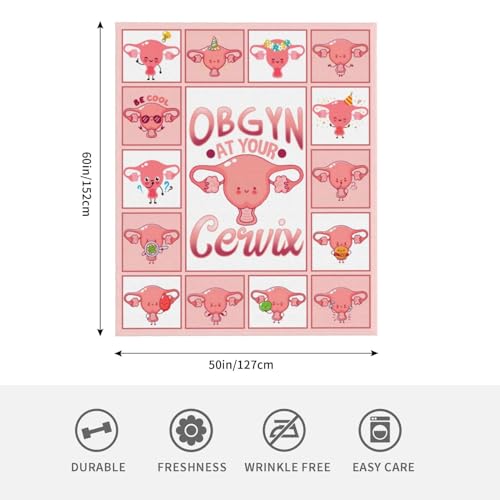 Cervix Uterus Blanket OBGYN at Your Cervix Throw Blanket All Season Ultra Soft Cozy Fleece Hysterectomy Gifts Fuzzy Plush Bedding Blankets Hysterectomy Recovery Gifts for Girls Women 60"x50" - color: Cervix Uterus, size: 60"x50"