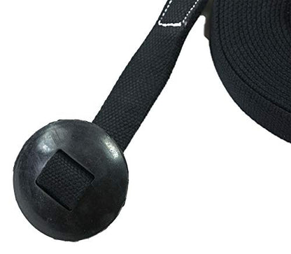 35' Flat Cotton Web Lunge Line with Bolt Snap & Rubber Stop - By Southwestern Equine (35', Black) - color: Black, size: 35'