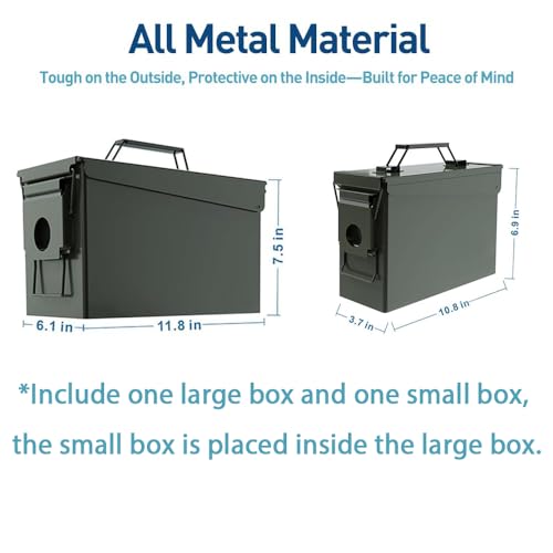 HARDROCK Metal Ammo Can, Ammo Box - color: Black, size: 30cal+50cal