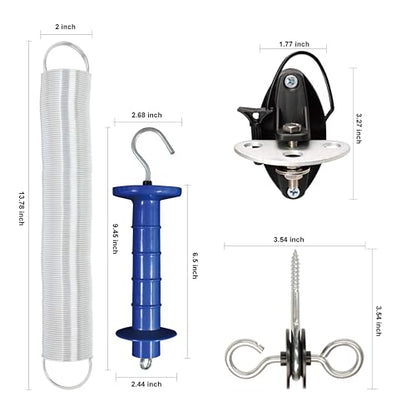 5 Pack Electric Fence Gate Kit, with Spring Gate Handle, 2 Anchor Insulators and 23 Feet Tension Big Spring，for Electric Fence Gate Livestock Fence Agricultural Fencing and Pasture - style: PK5 Spring Gate Kit