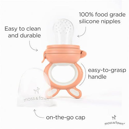 Moss and Fawn Forage Feeder - Silicone Baby Fruit Feeder - Bloom | Frozen Breast Milk Popsicle Teether & Pacifier, BPA, PVC & Phthalate-Free - color: Bloom