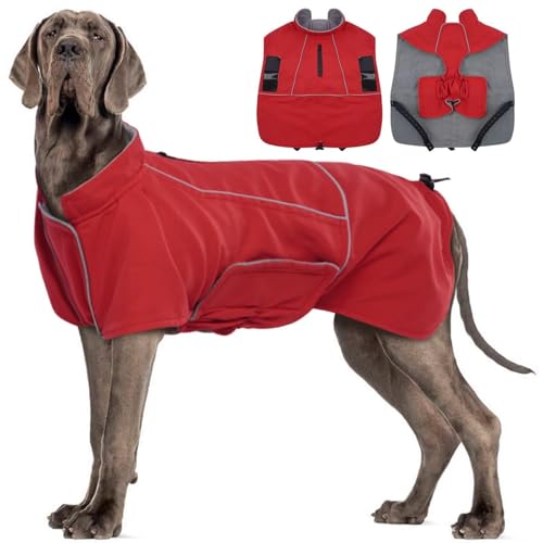 MIGOHI Dog Winter Jacket,Dog Coat Waterproof,4XL Winter Snow Coat with Fleece Lining for Large Dogs Boys Girls,Snowproof Pet Jacket,Great Dane,Mastiff,Red - color: Red, size: XXXX-Large