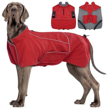 MIGOHI Dog Winter Jacket,Dog Coat Waterproof,4XL Winter Snow Coat with Fleece Lining for Large Dogs Boys Girls,Snowproof Pet Jacket,Great Dane,Mastiff,Red - color: Red, size: XXXX-Large
