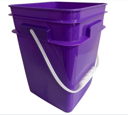 House Naturals 4 Gallon Square Food Grade Bucket Pail with Plastic Handles and Lid (Pack of 3) Made in USA containers (Purple) - color: Purple