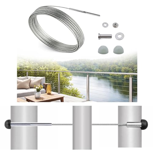 1/8" Cable Railing Kit – 10 Ft Stainless Steel 316 for Metal Posts – No Crimping Required Easy Install System – Gray End Caps - color: Gray Caps, size: 10 Feet