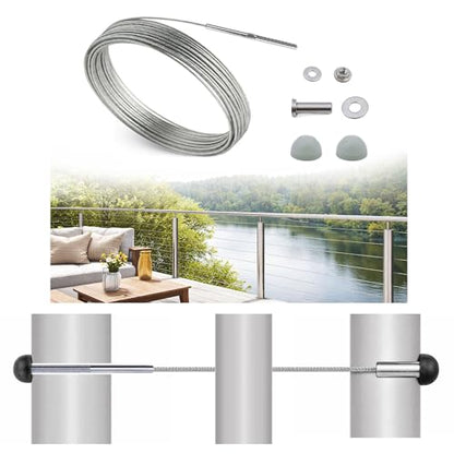 1/8" Cable Railing Kit – 10 Ft Stainless Steel 316 for Metal Posts – No Crimping Required Easy Install System – Gray End Caps - color: Gray Caps, size: 10 Feet