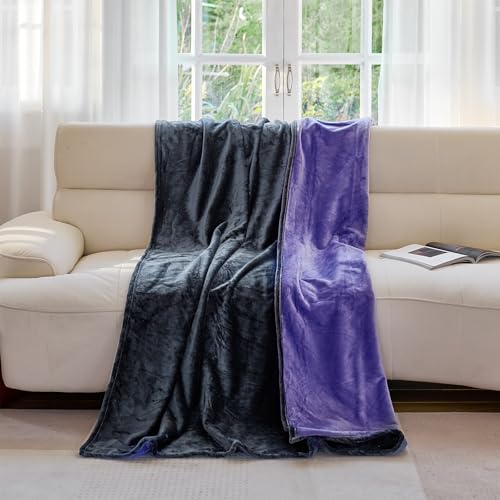 YISURE Waterproof Reversible Blanket for Bed King Size, 90"x80", Stain Proof Leakproof Bed Cover, Washable, Reusable, Protects Beds & Furniture from Spills, Stains & Splashes (Grey/Violet) | Large QueenSize Water Proof Reversible Intimacy blanket Bed Cove