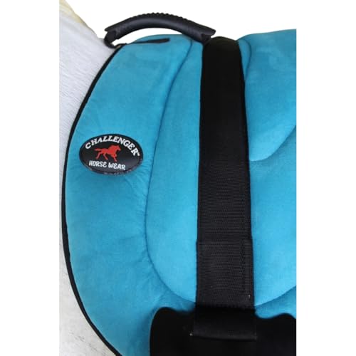 CHALLENGER Western Lightweight Neoprene Padded Bareback Saddle Pad with Stirrups & Cinch – Contoured Synthetic Suede Top, Non-Slip Neoprene Bottom – 23" x 30" - color: Turquoise