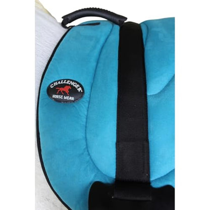 CHALLENGER Western Lightweight Neoprene Padded Bareback Saddle Pad with Stirrups & Cinch – Contoured Synthetic Suede Top, Non-Slip Neoprene Bottom – 23" x 30" - color: Turquoise