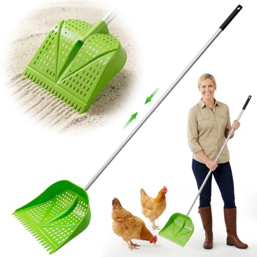 Thiswing Chicken Poop Scooper & Rake 2-in-1, Green