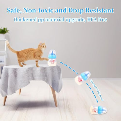 Pet Feeding Bottle and Syringes,60ml Nursing Bottle, 3 Sizes Nipples with Ventilation Valve Resistant Tearing Perfect for Puppies, Kittens, Small Wildlife (Blue) - color: Blue
