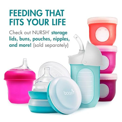 Boon Nursh Bottles - Silicone Baby Bottles Help Ease Colic Symptoms - Formula and Breast Milk Only Touch Food-Grade Silicone - Slow Flow - Blue - 4 Ounce - color: Blue, size: 4 Ounce (3 Count)