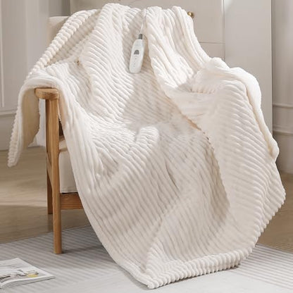 Heated Blanket Throw Electric Throw Blanket Heating Blanket Throw for Adult - color: White, size: Throw(50"x60")