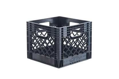 Hudson Exchange 13 x 13 x 11" (16 Quart, 4 Pack) Mesh Commercial Grade Milk Crate Handled Storage Container Tote, Black