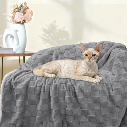 Luciphia Waterproof Dog Blanket, Reversible Fleece & Sherpa, Couch Cover - color: Cookie Gray, size: X-Large (85x57 inch)