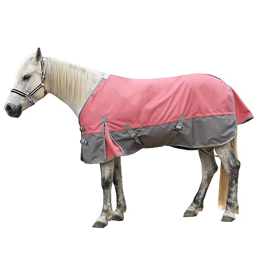 1200D Horse Blanket, 0g No-Fill Waterproof Turnout Rain Sheet - color: Pink Grey, size: 75"