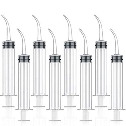 TecUnite 8 Pcs Syringe Dental Irrigation Syringe with Curved Tip - style: No Measurement