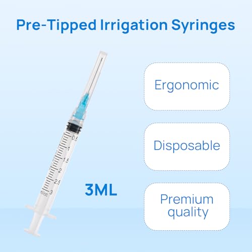 JMU 100 Pcs Dental Irrigation Syringes 3cc with 23G - size: 3ML 23G