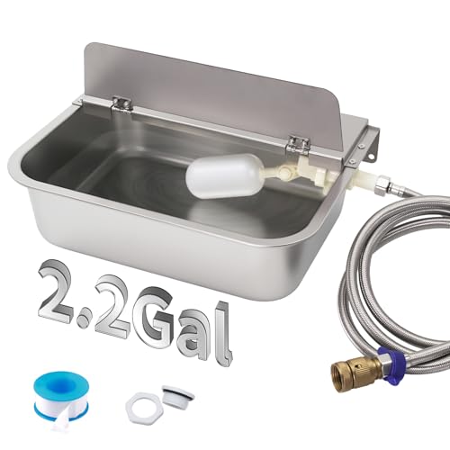 Automatic Dog Water Bowl Dispenser 8.3L Large Stainless Steel Wall Mounted | Large Capacity,No Mass,Rustproof,With Drain Hole,Keep Water Clean, With Float Valve ,Hose, Adapter, for Chickens,Horse,