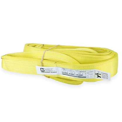 3" x 12' Nylon Lifting Web Sling – USA Made, 12,300 lb Vertical, 9,900 lb Choker, 24,600 lb Basket – 3 Ply Heavy Duty 900 Webbing, Type 3 Flat Eye & Eye Rigging Sling (3" x12') - size: 3"x12'