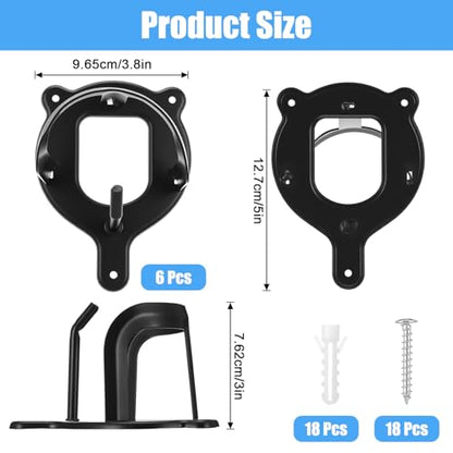 6 Counts Horse Bridle Rack, Iron Bridle Bracket with Tubes and Screw, Wall Mount for Horse Tack Storage, Halter Hanger, Tack Room and Barn Supplies, Black