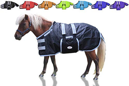 Derby Originals Mini Horse & Foal Winter Turnout Blanket – Reflective, No-Hardware Design, 600D Waterproof Outer, 150g Insulation, 170T Lining, Adjustable Fit, 1-Year Warranty (Black, Medium) - color: Black