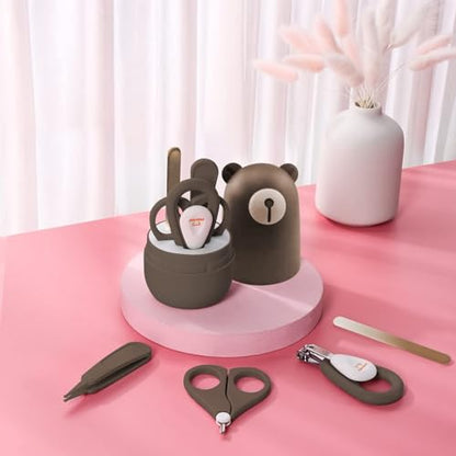 Baby Nail Clippers Set with Cute Case, Infant Fingernail and Toenail File Kit for Newborn Manicure and Pedicure, New Mom Grooming Gift - color: Brush Bronze