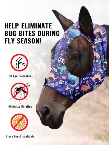 Mask Tech 5 Pieces Horse Fly Masks with Ears, Stretchy Elastic Mesh Fly Masks, 3D Eye Clearance, UV Protection-Large,Combo 20 - color: Combo 20, size: Large