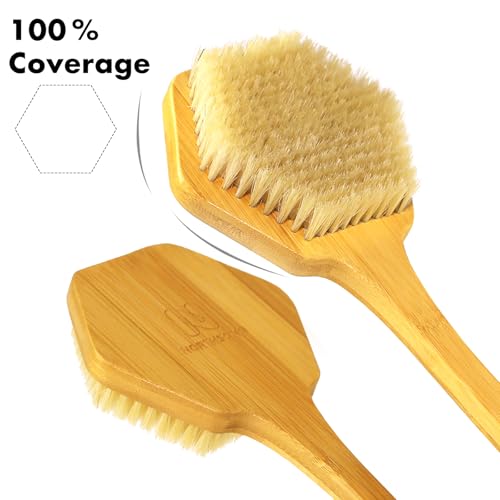 NORTHSONG Body Brush Back Brush Shower Brush Back Scrubber for Exfoliating | Large Head Bath Brush,17.72"Extra-Long Curved Bamboo Handle,100% Boar Bristles,ideal for Elderly,Shoulder Pain,Gift Ready - size: 17.72 Inch Back brush-1Pack