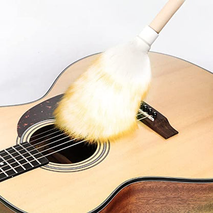 Wool Lambswool Cleaning Brush Duster,Wood Handle,Hanging Rope,Anti-Static,Comfortable Grips, for Piano,Guitar and Other Stringed Instruments and Office, Home and Car etc