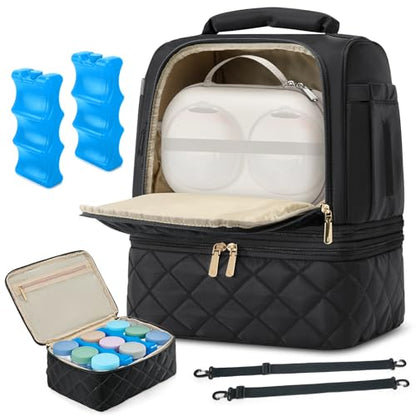 RAINSMORE Wearable Breast Pump Bag, Breast Milk Cooler Travel Bag,Black - color: Black
